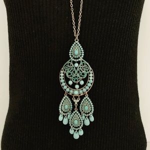 Turquoise/Gold Tribal Necklace